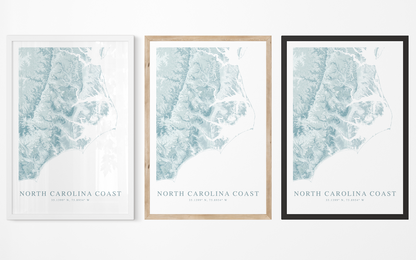 North Carolina Coast Map Print