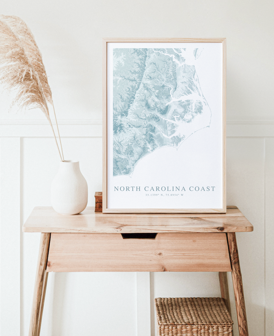 North Carolina Coast Map Print