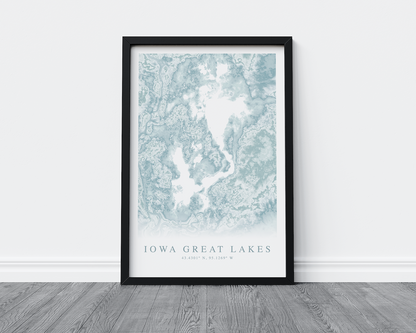 Iowa Great Lakes Map Print