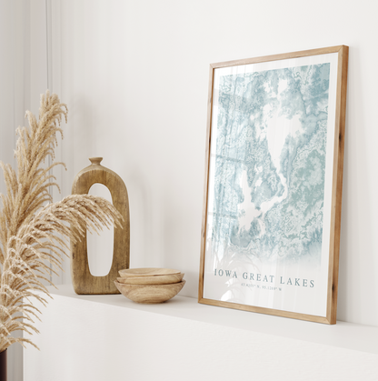 Iowa Great Lakes Map Print