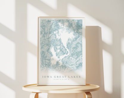 Iowa Great Lakes Map Print