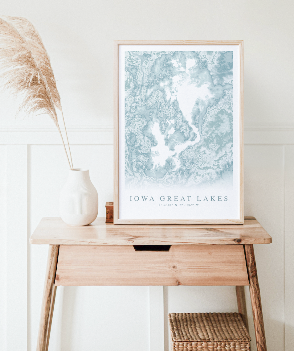 Iowa Great Lakes Map Print
