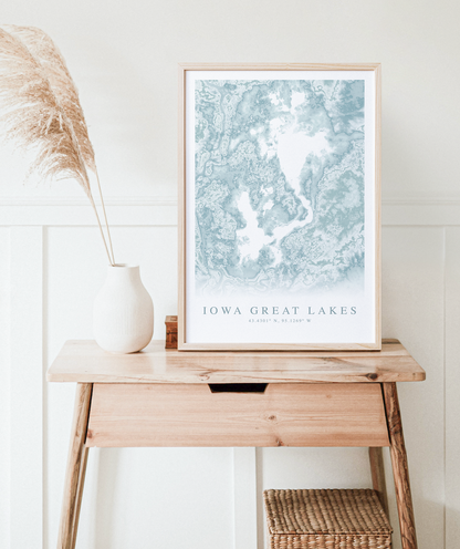 Iowa Great Lakes Map Print