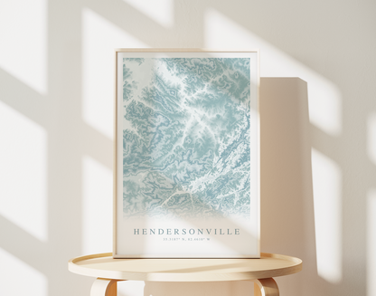 Hendersonville NC Map Print