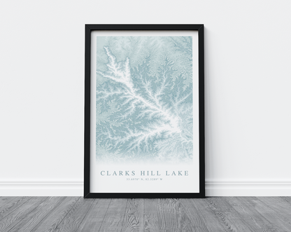 Clarks Hill Lake Map Print
