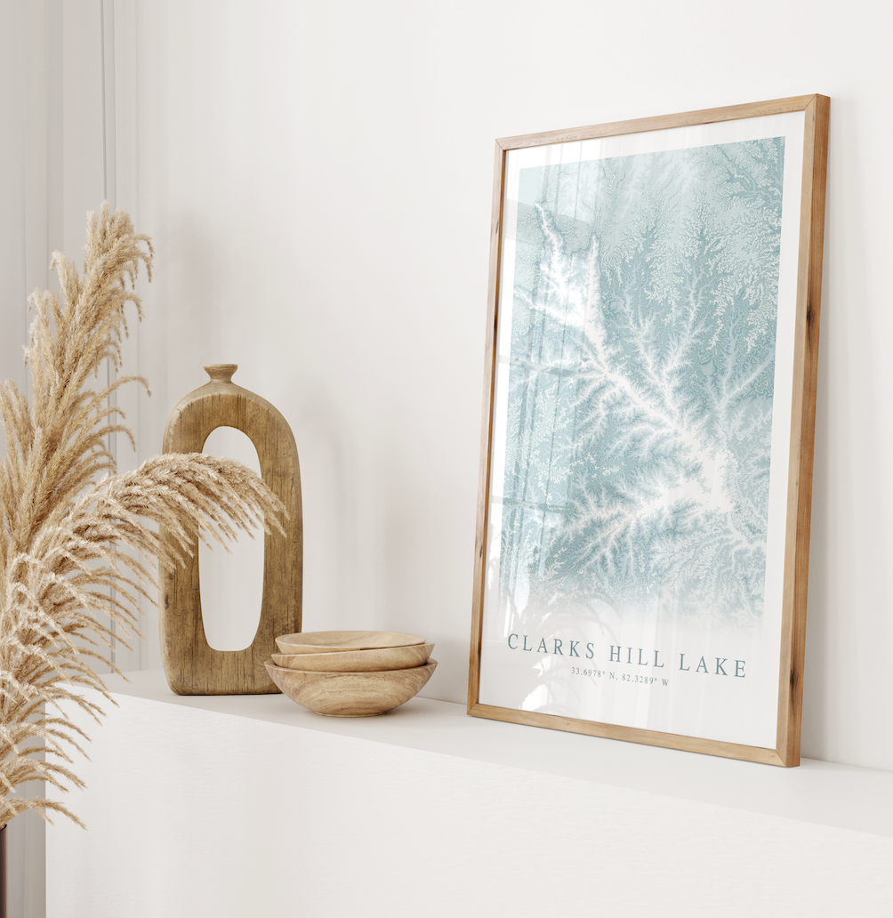 Clarks Hill Lake Map Print