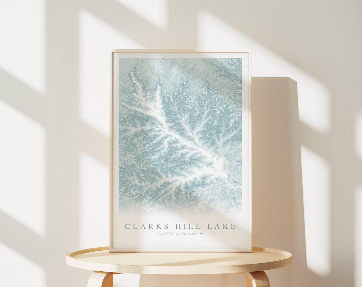 Clarks Hill Lake Map Print