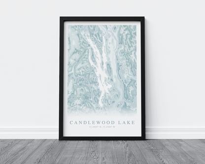 Candlewood Lake Map Print