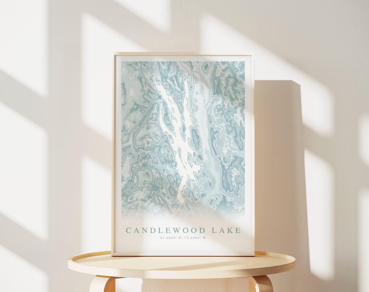 Candlewood Lake Map Print