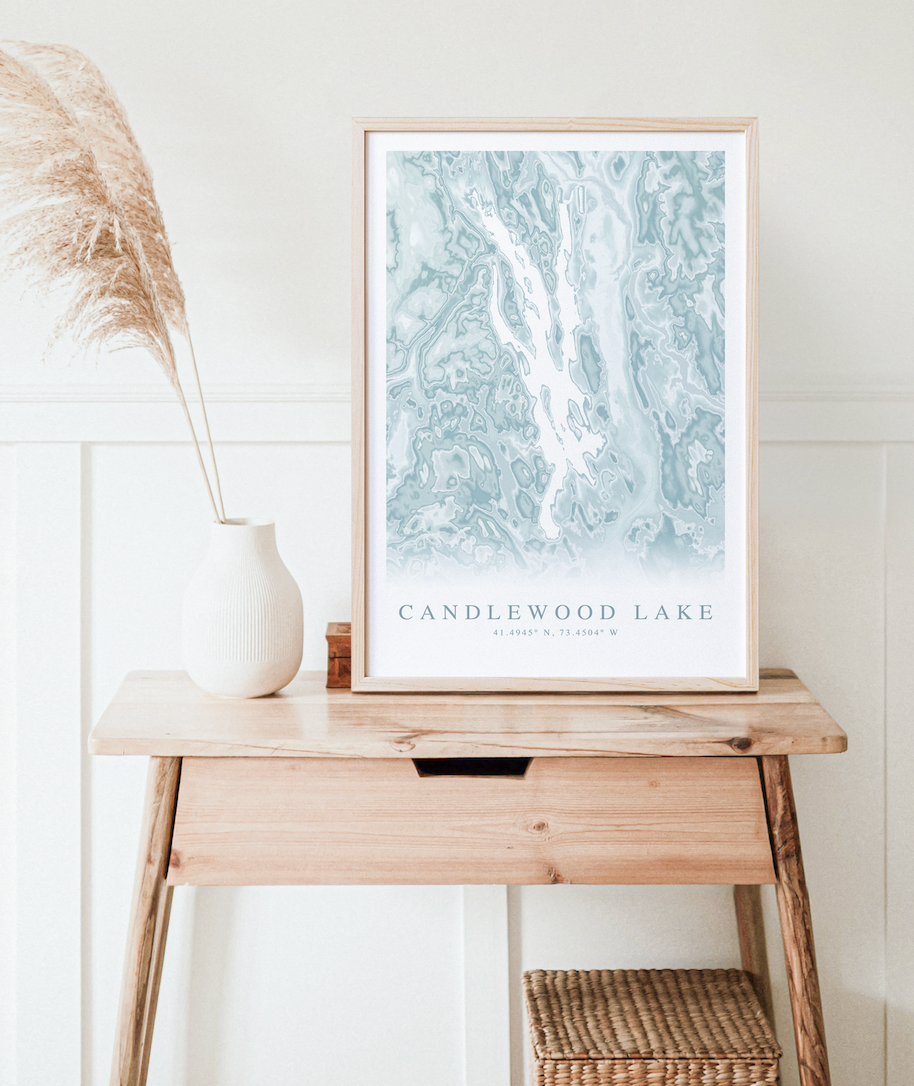 Candlewood Lake Map Print