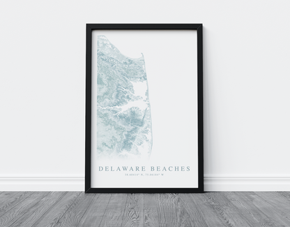 Delaware Beaches Map Print