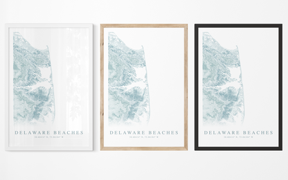 Delaware Beaches Map Print