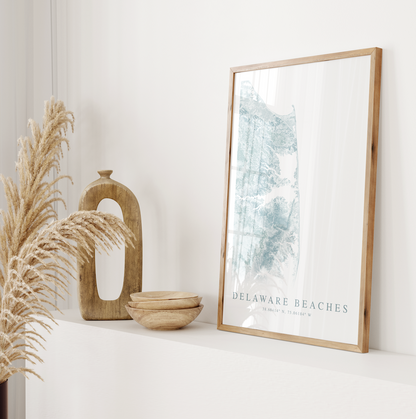 Delaware Beaches Map Print