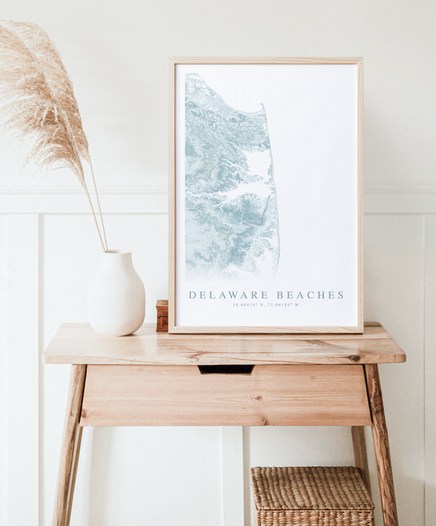 Delaware Beaches Map Print