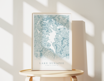 Lake Sunapee Map Print