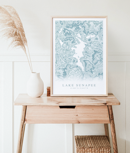 Lake Sunapee Map Print