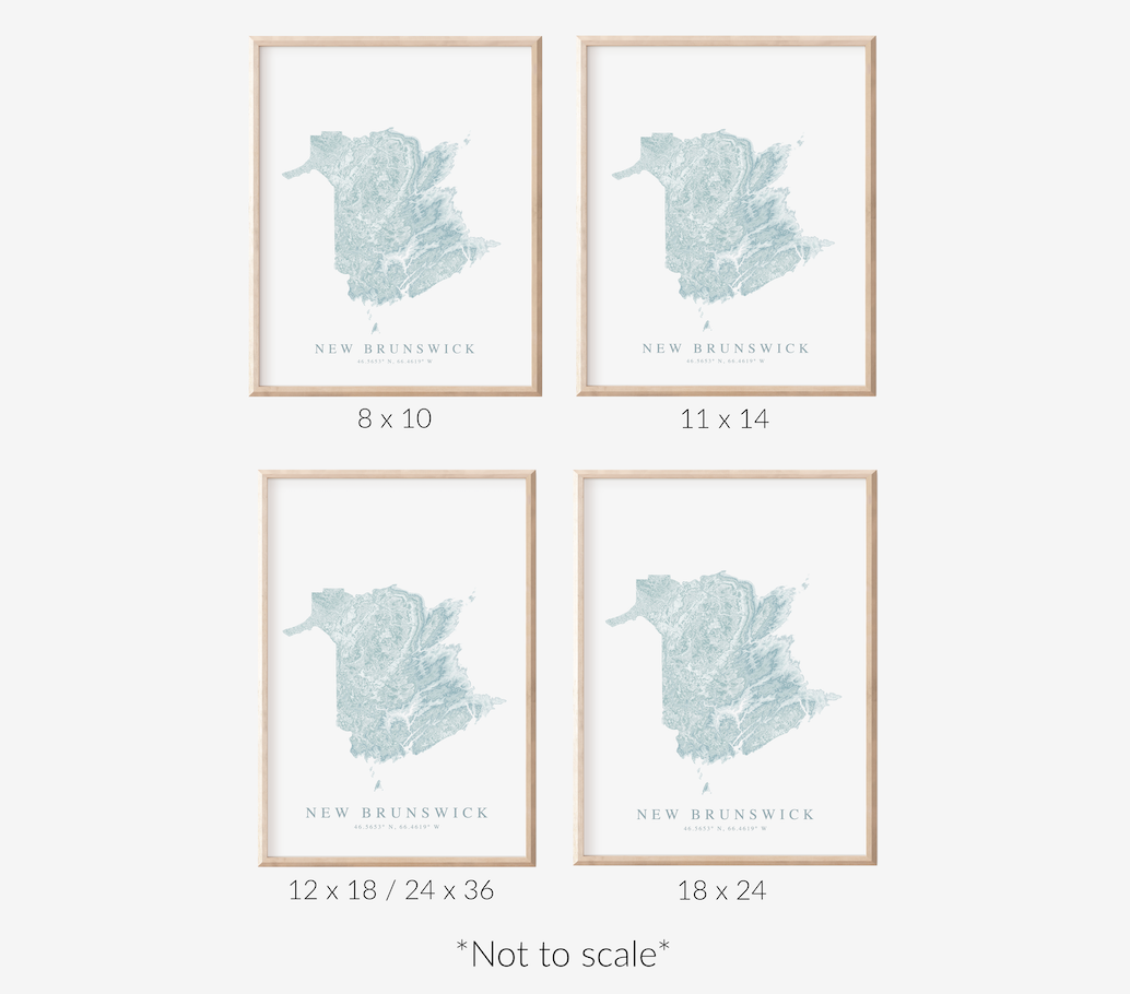 New Brunswick Canada Map Print