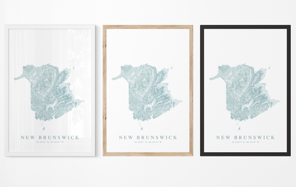 New Brunswick Canada Map Print