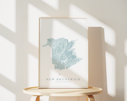 New Brunswick Canada Map Print