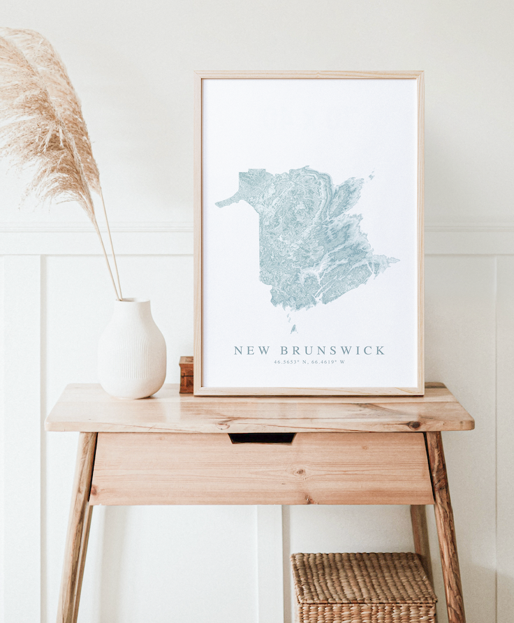 New Brunswick Canada Map Print