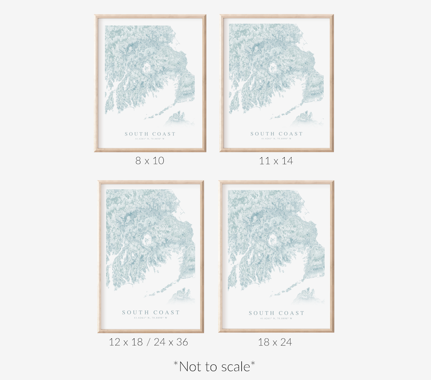 South Coast MA Map Print