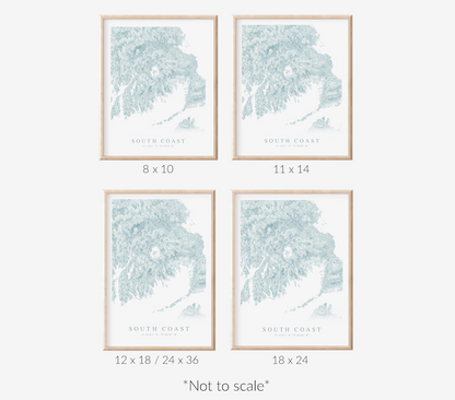 South Coast MA Map Print