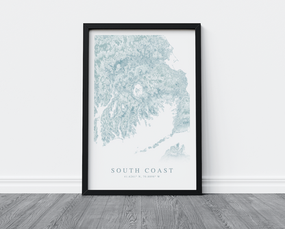 South Coast MA Map Print