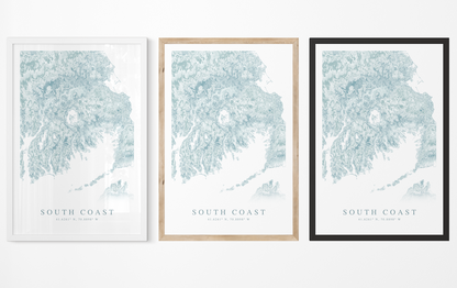 South Coast MA Map Print
