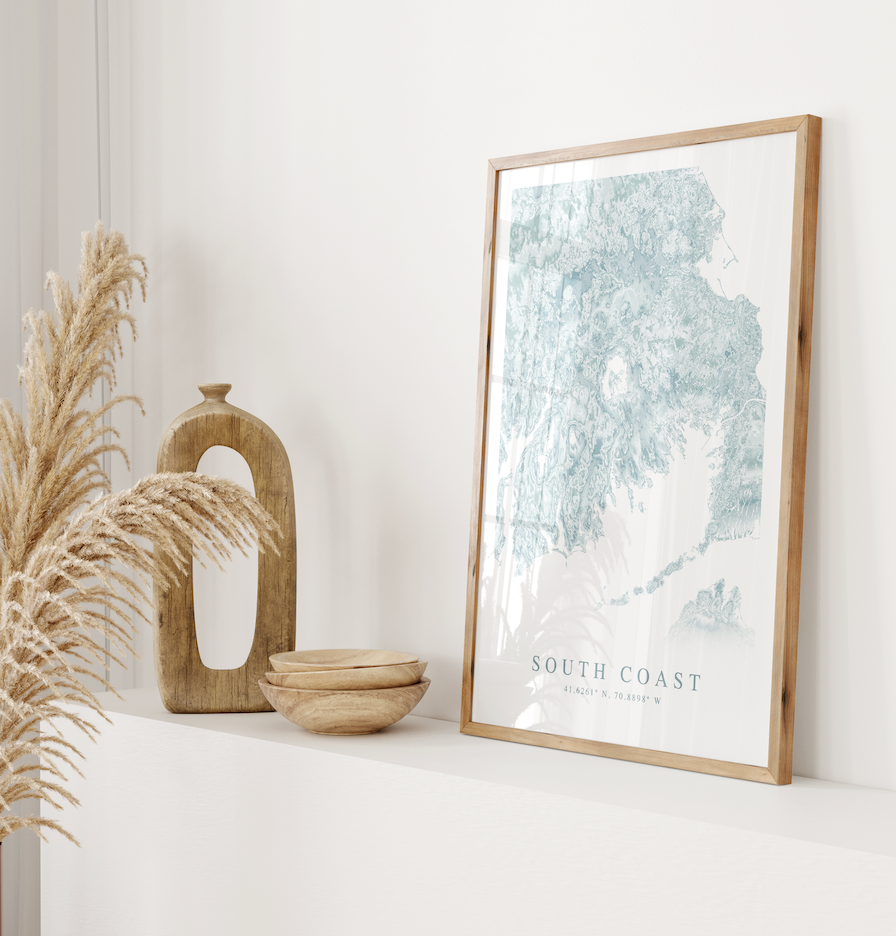 South Coast MA Map Print