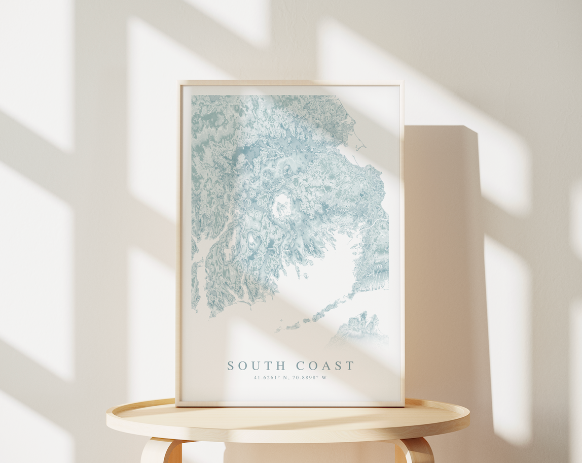 South Coast MA Map Print