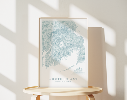 South Coast MA Map Print