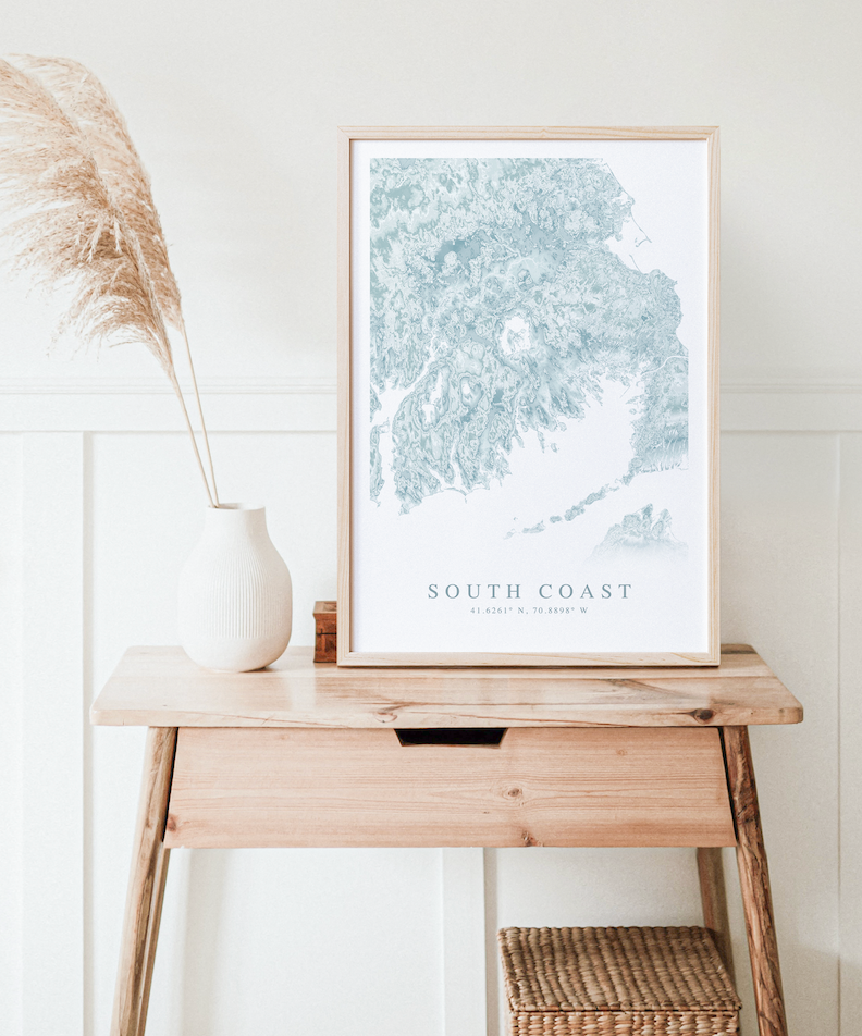 South Coast MA Map Print