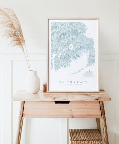 South Coast MA Map Print