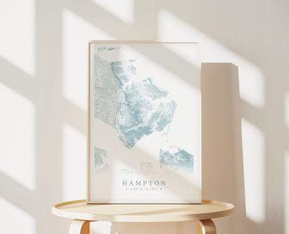 Hampton VA Map Print