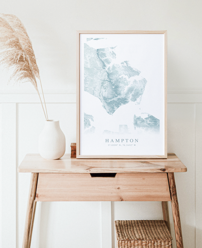 Hampton VA Map Print