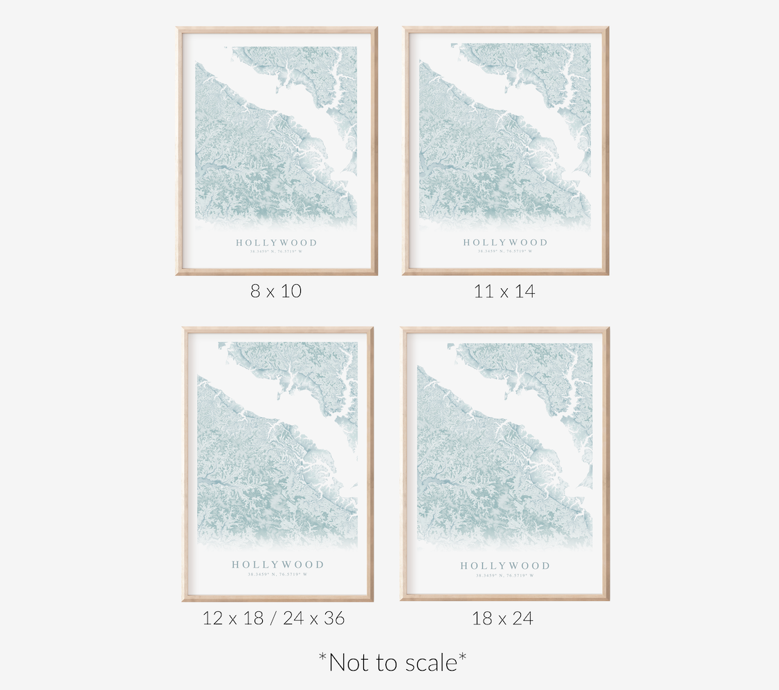 Hollywood MD Map Print