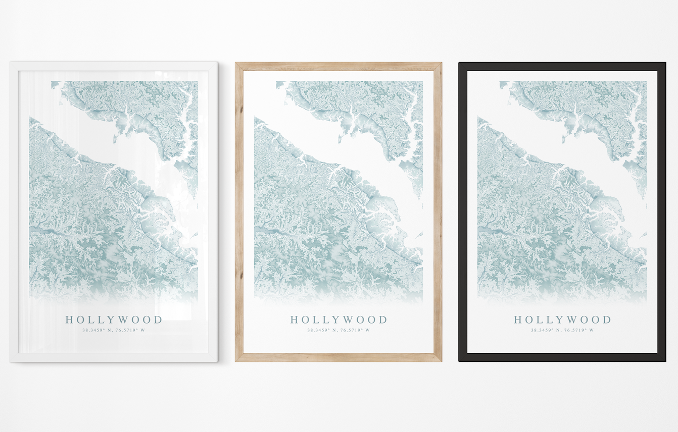 Hollywood MD Map Print