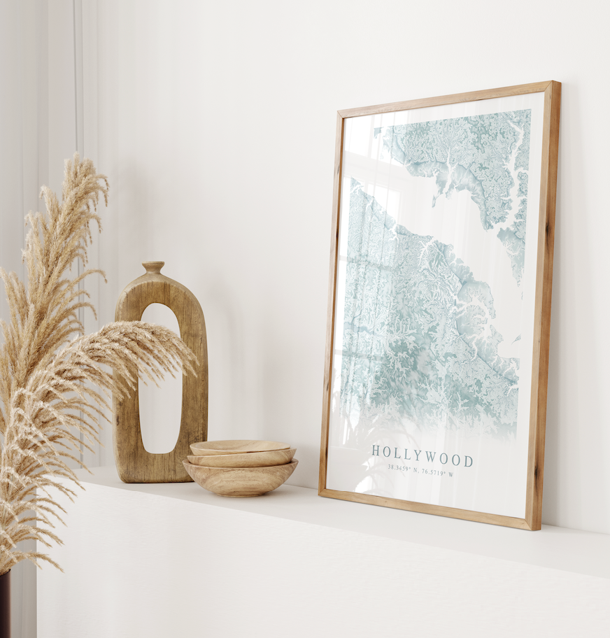 Hollywood MD Map Print