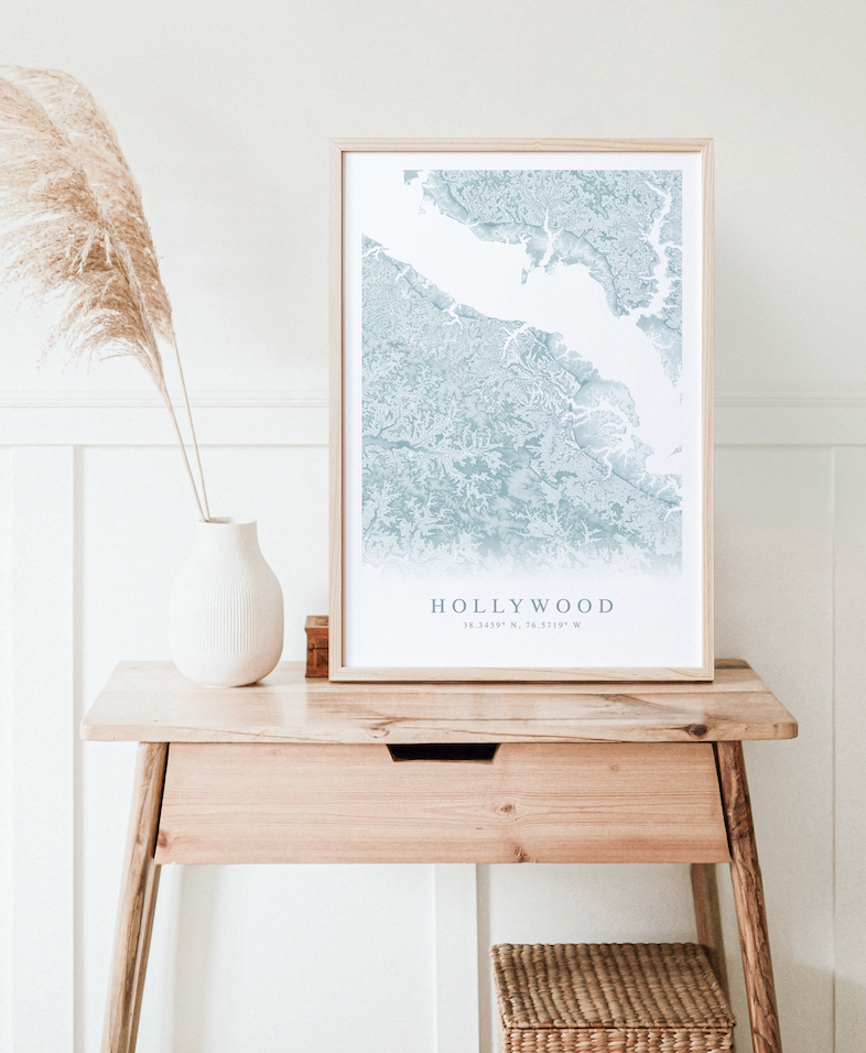 Hollywood MD Map Print
