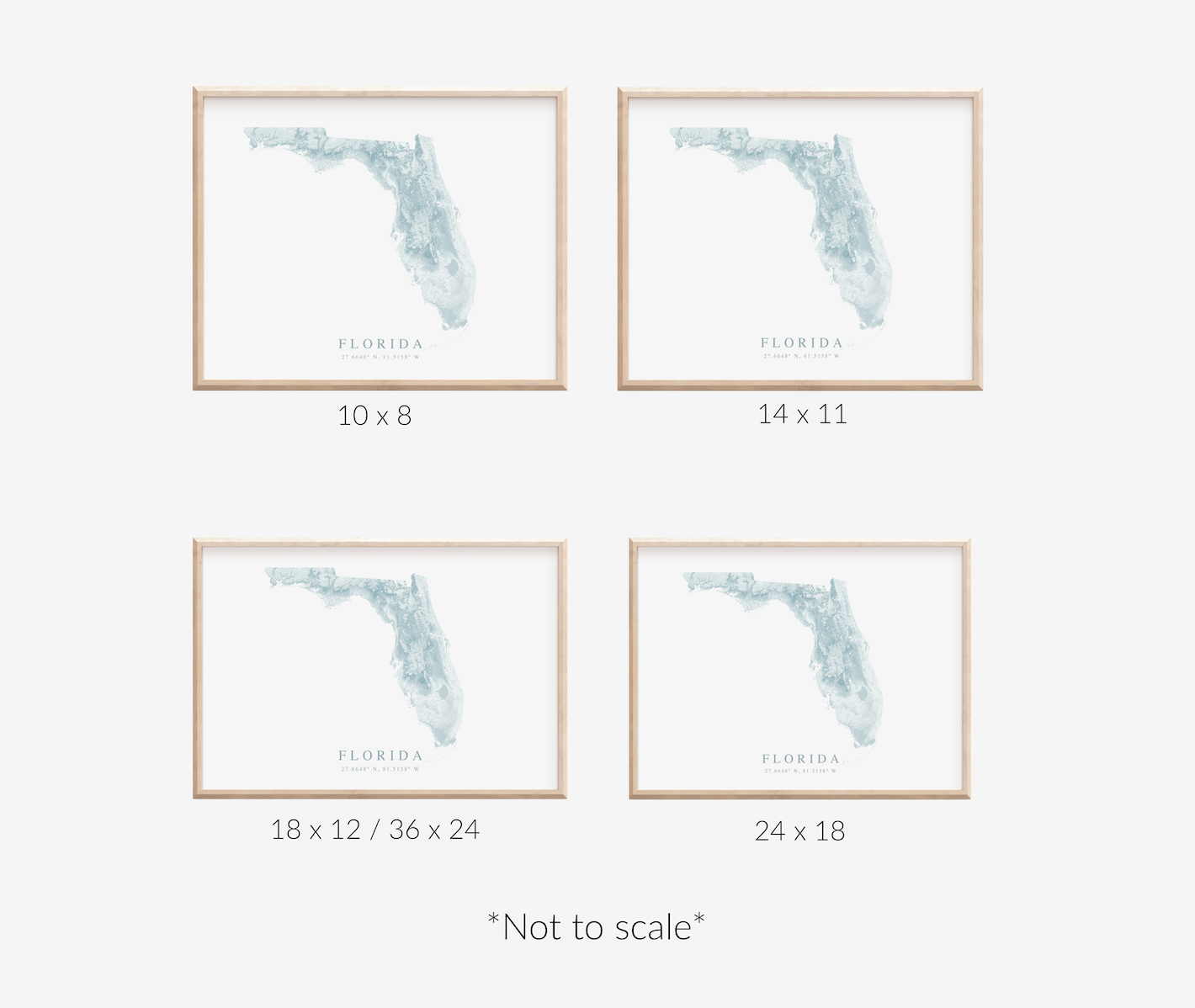Florida Map Print Landscape