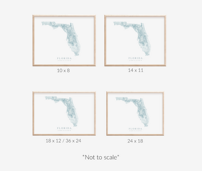 Florida Map Print Landscape