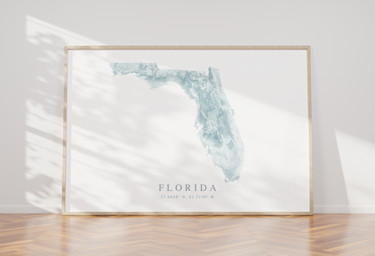 Florida Map Print Landscape