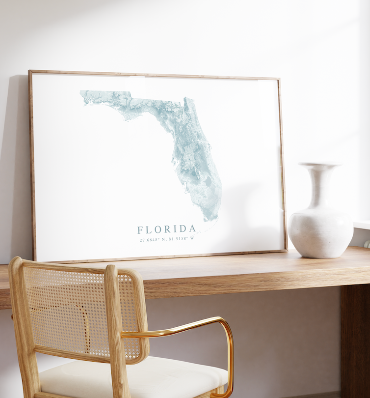 Florida Map Print Landscape