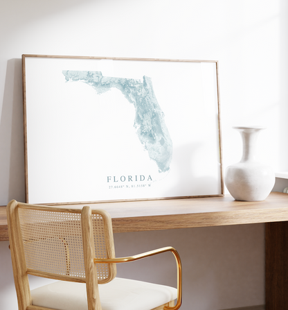 Florida Map Print Landscape
