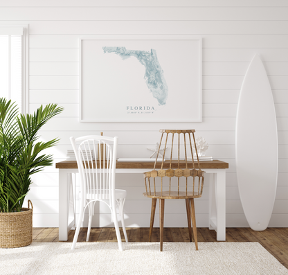 Florida Map Print Landscape