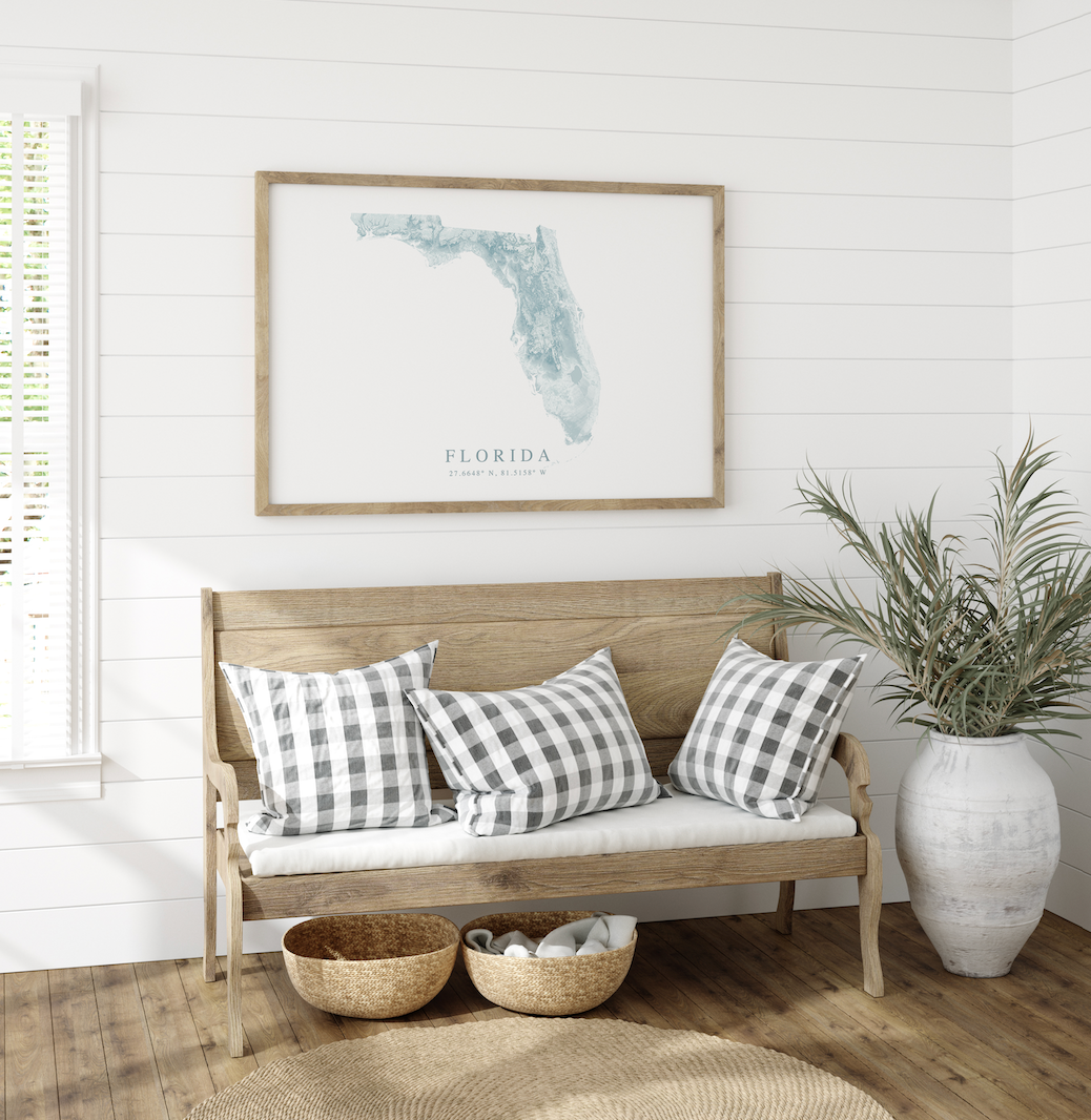 Florida Map Print Landscape
