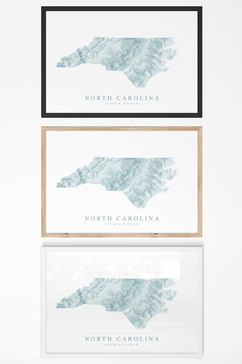North Carolina Map Print Landscape