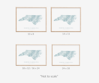 North Carolina Map Print Landscape