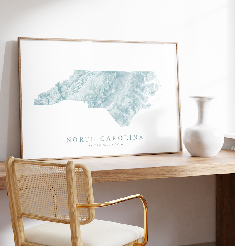 North Carolina Map Print Landscape