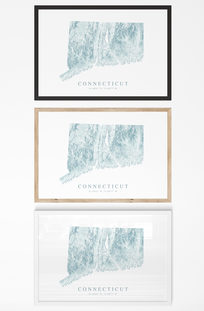 Connecticut Map Print Landscape